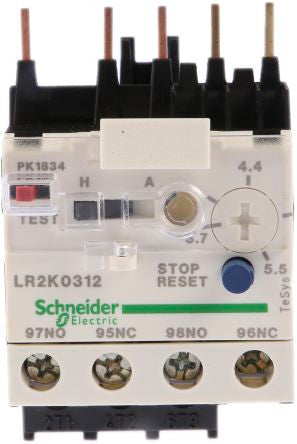 Thermal Overload Relay, 1NC/1NO, 3.7 A Min current, 5.5 A Max current, 690V AC - LR2K0312