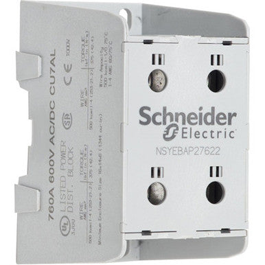 Power Distribution Block, Finger-Safe, 1 Pole, 760 A Copper, 600 V AC/DC, Panel, Screw - NSYEBAP27622