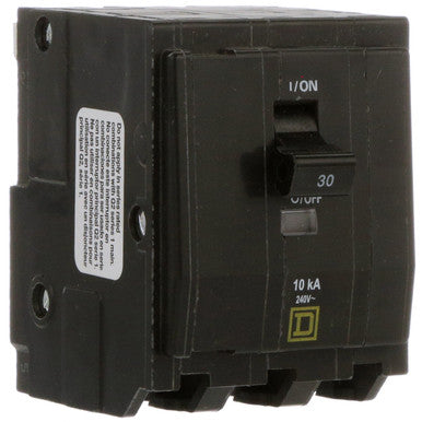 Miniature Circuit Breaker, QO Series, 30A, 3 Pole, 240V AC, 10kA at 120/240V AC - QO3305237