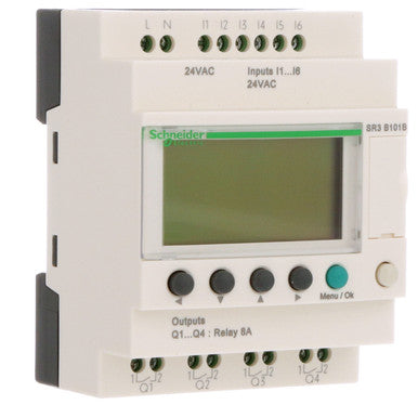 Smart Relay, 10 I/O, 24VAC, Clock, Display, Zelio SR3 Series | Telemecanique Sensors SR3B101B - SR3B101B