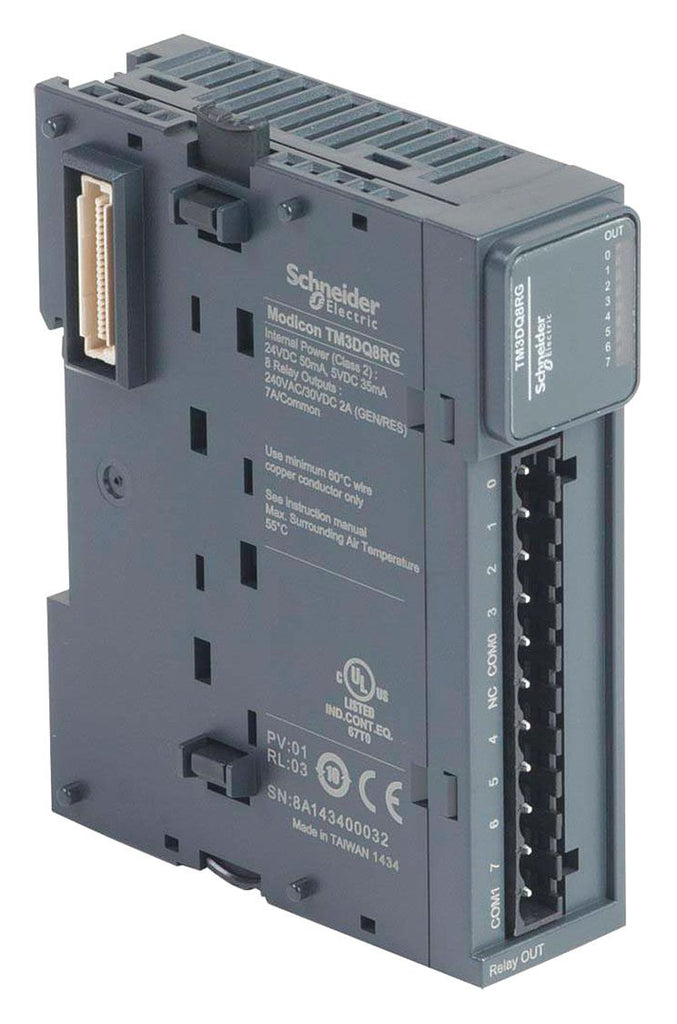 Logic Controller; 8 Outputs; Discrete; 24VDC; 200mA Output; Relay NO; Spring; Modicon TM3 - TM3DQ8RG