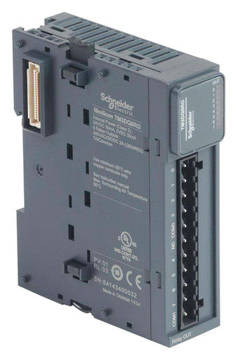 Logic Controller; 8 Outputs; Discrete; 24VDC; 200mA Output; Relay NO; Spring; Modicon TM3 - TM3DQ8RG