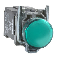 Signal light, waistband round, green, front ring silver, mounting Ø 22 mm, XB4BV33 - XB4BV33