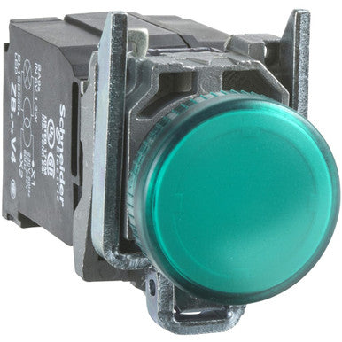Signal light, illuminable, waistband round, green, front ring silver, mounting Ø 22 mm, XB4BV43 - XB4BV43