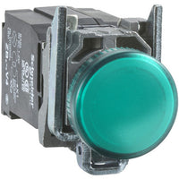 Signal light, illuminable, waistband round, green, front ring silver, mounting Ø 22 mm, XB4BV43 - XB4BV43