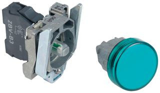 Signal light, illuminable, waistband round, green, front ring silver, mounting Ø 22 mm, XB4BV63 - XB4BV63