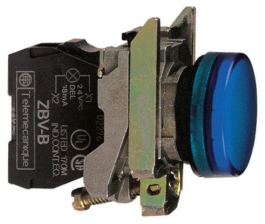 Blue Complete Pilot Light 22, Plain Lens, With Integral Led, 110-120V, IP69K - XB4BVG6