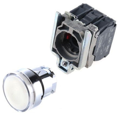 Illuminated Pushbutton, 22MM, Spring-return, 1NO+1NC, White, Harmony XB4 Series - XB4BW3165
