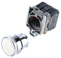 Illuminated Pushbutton, 22MM, Spring-return, 1NO+1NC, White, Harmony XB4 Series - XB4BW3165