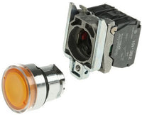 Illuminated Pushbutton, 22MM, Orange Flush, Spring, 1NO+1NC, Harmony XB4 Series - XB4BW3565