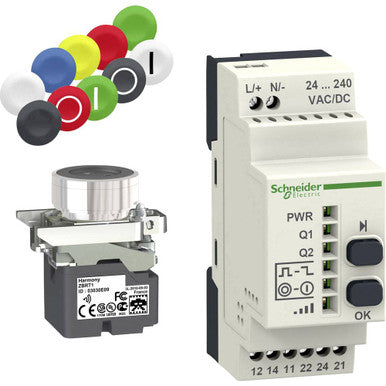 Schneider Electric XB4RFA02 Pushbutton 240V AC 1.5A Momentary Green/Yellow - XB4RFA02