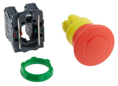 Switch Emergency Stop N.O./N.C. SPST/SPST Mushroom Button 6A 600VAC 600VDC 50N Screw Clamp Panel Mount - XB5AT845