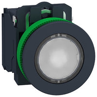 Illuminated Pushbutton, LED, White, 1NC + 1NO 24 VAC/VDC, Spring Return from Top/Bottom - XB5FW31B5