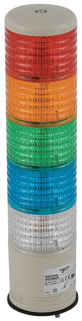 SCHNEIDER ELECTRIC XVC6B5K Tower Light, 60mm, Steady, 0.13A, Blue, Clear - XVC6B5K