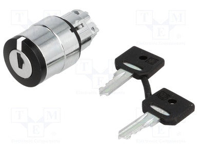 Electric Selector Switch Head, 22MM, 2 Position Stay Put, Key Ronis 455 - ZB4BG02
