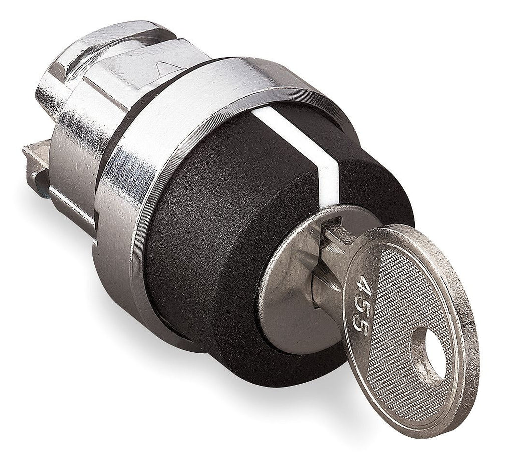 Key switch, unlit, latching, waistband round, 3 x 45°, mounting Ø 22 mm, ZB4BG1 - ZB4BG1