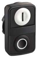 Pushbutton, groping, waistband rectangular, white, front ring black, mounting Ø 22 mm, ZB5AA7121 - ZB5AA7121