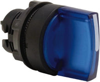 XB5 3 Position Selector Switch Head Standard Handle Blue Spring Return to Centre - ZB5AK1563
