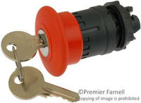 Key switch, unlit, waistband round, red, front ring black, mounting Ø 22 mm, ZB5AS94412 - ZB5AS94412