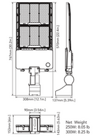 300 Watt LED Parking Lot Area Light - Pole Mount - 41,000 Lumens - 5000K Daylight - 120-277V - Bronze Finish