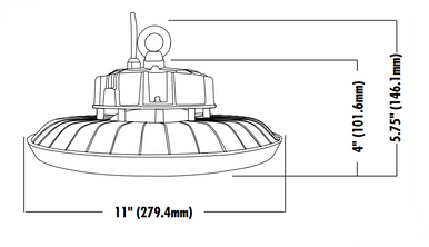 UFO LED High Bay Light - 100 Watt - 14000 Lumens - 110-277V - 5000K Daylight - Black Finish