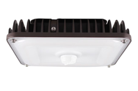 LED Square Garage Canopy Light - Watt Selectable 60W/40W/25W - Up To 7400 Lumens - Ceiling or Conduit Mount - 4000K Neutral White - 120-277V - Bronze - With Z10 Receptacle