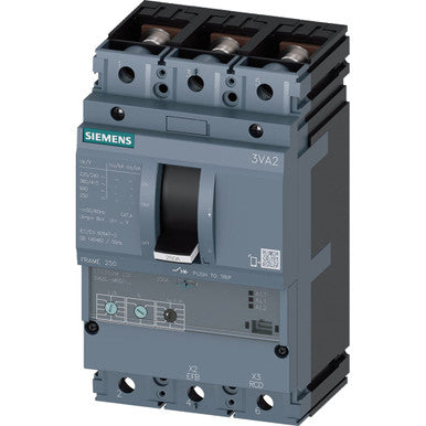 SIEMENS CIRCUIT BREAKER 3VA2 IEC FRAME 250 BREAKING CAPACITY CLASS C ICU=110KA @ 415 V 3-POLE, MOTOR - 3VA2216-7MN32-0AA0