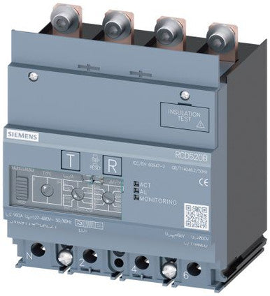 Residual Current Device, RCD520B, Type B/b+, 0.03-5A, 4P, 160A, 127-690V, IP40 - 3VA9114-0RL21
