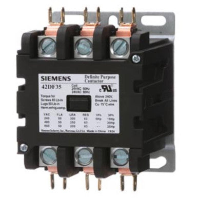 Definite Purpose Contactor, 3-POLE, 50A, 110-120VAC Coil, Class 42 Series - 42DF35AF