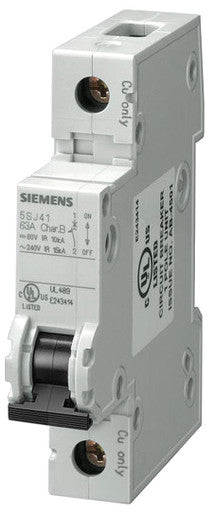 IEC Miniature Circuit Breaker, 5SJ4 Series, 60A, 1 Pole, 240V AC, 10kA at 240V AC, C Curve - 5SJ4160-7HG40