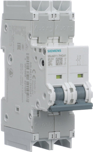 Miniature Circuit-Breaker, 5 A, 400V, 2 Pole, Standard Mounting Rail Mounting Style - 5SJ4211-7HG41