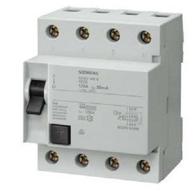 Residual current operated circuit breaker, 4-pole, type A, In: 125 A, 500 mA, Un AC: 400 V - 5SM3745-6
