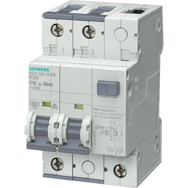 Equipment Leakage Circuit Breaker, 2 Pole(s), 0.03A, 240VAC, DIN Rail - 5SU1324-6FA10