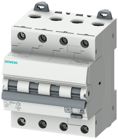 Siemens RCBO 4P C10 6KA type A 30mA 4MW - 5SU1346-7FP10