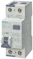 RCBO, 10 kA, 1P+N, type F, short-time-delayed K, 30 mA, C-Char, In: 6 A, Un AC: 230 V - 5SU13544KK06