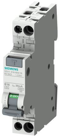 Siemens 5SV13163KK16 RCBO 16A 230V 30mA 1P+N 6kA type F K B16 compact - 5SV1316-3KK16