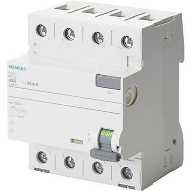 Residual Current Operated Circuit Breaker, 4-POLE, Type A, in: 40 A, 30 ma, Un AC: 400 V, Si - 5SV3344-6KK12
