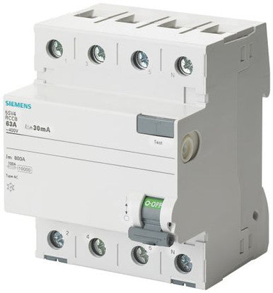 Residual current operated circuit breaker, 4-pole, Type AC, In: 80 A, 30 mA, Un AC: 400 V - 5SV4347-0