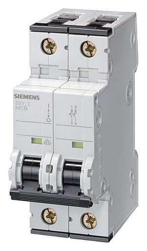 Siemens 5SY4250-5 Mini Circuit Breaker, UL 1077, 2-Pole, 50 Amps, 480VAC, A Trip Curve, 10 kA - 5SY4250-5