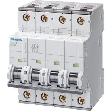 Siemens 5SY4413-8 Mini Circuit Breaker, UL 1077, 4-Pole, 13 Amps, 480VAC, D Trip Curve, 10 kA - 5SY4413-8