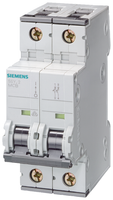 Siemens 5SY5202-7 Mini Circuit Breaker, 2-Pole, 2 Amps, 220VDC, 440VAC, C Trip Curve, 10 kA - 5SY5202-7
