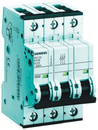 Siemens 5SY7332-6 Mini Circuit Breaker, UL 1077, 3-Pole, 32 Amps, 480VAC, B Trip Curve, kA - 5SY7332-6