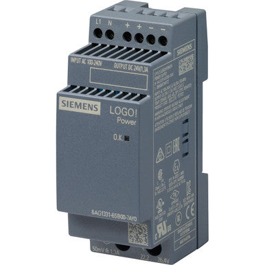 Siemens Siplus Logo Power Supply, 24V, 1.3A, -40 to +70DEG, Stabilized Power Supply - 6AG13316SB007AY0
