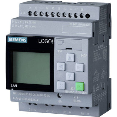 Plc, Logic Controller, 24V/24V/24V Tran., 8DI (4AI)/4DO, Ethernet, Logo 8 Series - 6ED1052-1CC08-0BA0