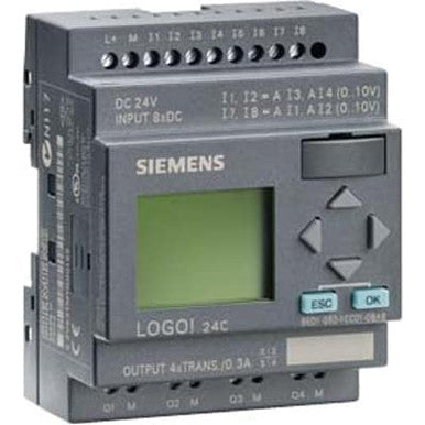 LOGO! 24, Input Voltage 24 V DC, 8 Digital Inputs (2 AI), 4 Transistor Outputs - 6ED10521CC010BA6