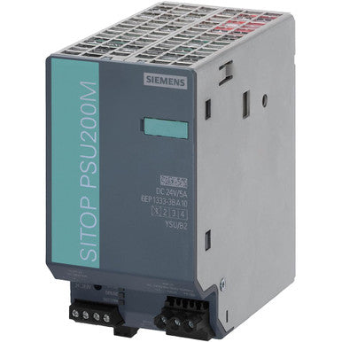 Siemens 6EP13333BA108AC0 Power Supply Module. Siemens Power Supply Module, 1/2-Phase Stabilized, Series: SITOP PSU200M PLUS 5, 120 to 230/230 to 500 - 6EP13333BA108AC0