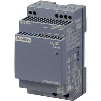 Power Supply; LOGO! 4th Gen; 1 PH; In: 100-240 VAC; Out: 12 VDC; Out: 12 VDC; 4.5A - 6EP33226SB000AY0