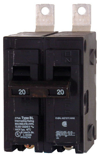 Miniature Circuit Breaker, BL Series, 20A, 2 Pole, 120/240V AC, 22kA at 120/240V AC - B220H