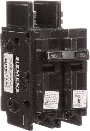 Miniature Circuit Breaker, BQH Series, 50A, 2 Pole, 120/240V AC, 22kA at 120/240V AC - BQ2B050H