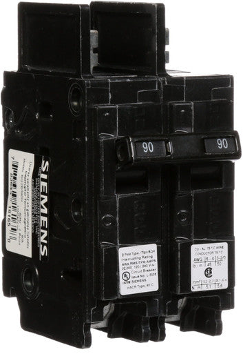 Circuit Breaker; Therm/Mag; 2-Pole; 90A; 120/240VAC; 22; 000A IR (BQH); DIN-Rail - BQ2B090H